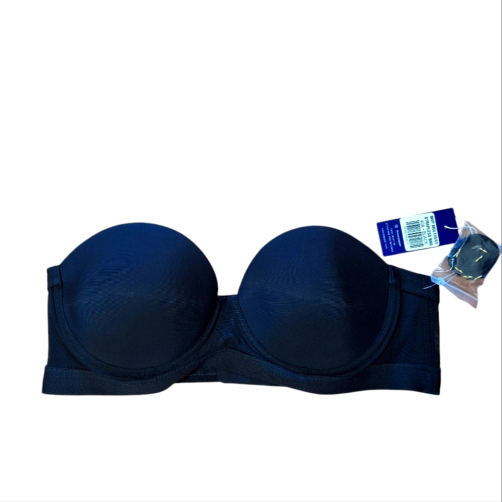 Pepper Womens Strapless Black Bra MVP Multi Way Straps Attached Size 40A New